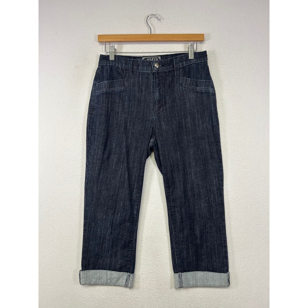 Classic‎ Y2K Casual NYDJ Womens Size 4 Dark Wash Indigo Cuffed Capri Denim Jeans